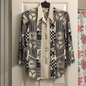 Black and White Decorated Checkered Top